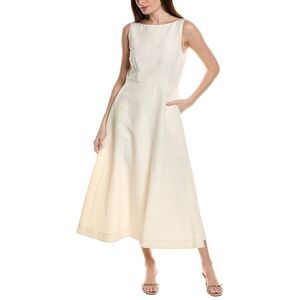 Lafayette 148 New York Womens  Bateau Silk & Linen-Blend Dress, White
